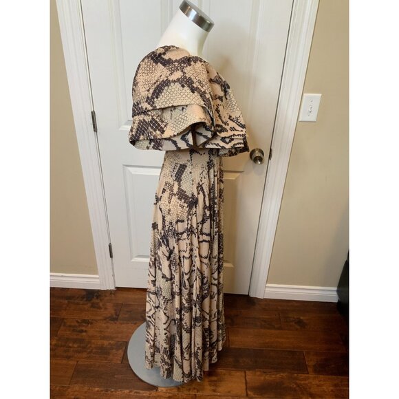 Solace London Brown Python Snake Print Rosa Maxi Dress, Size 4 - Picture 3 of 6